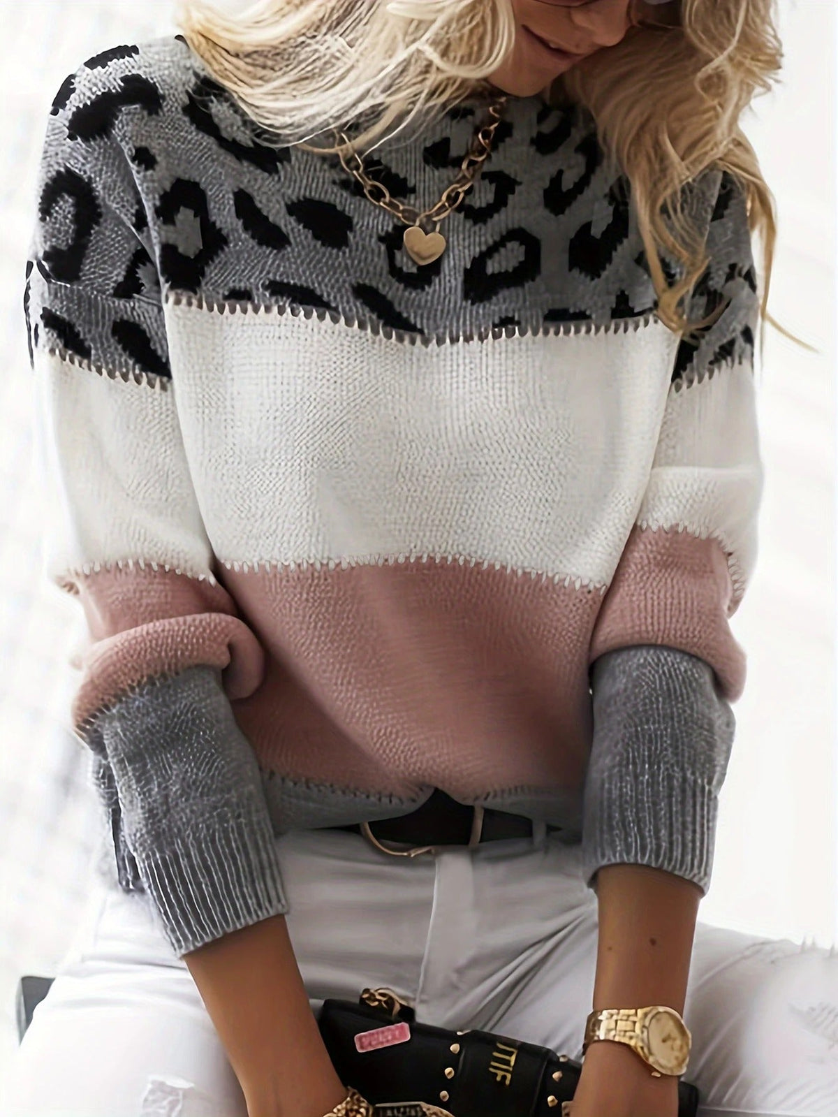 Maglione leopardato Leonor nero