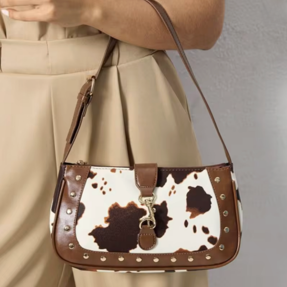 Borsa a spalla con stampa macchie