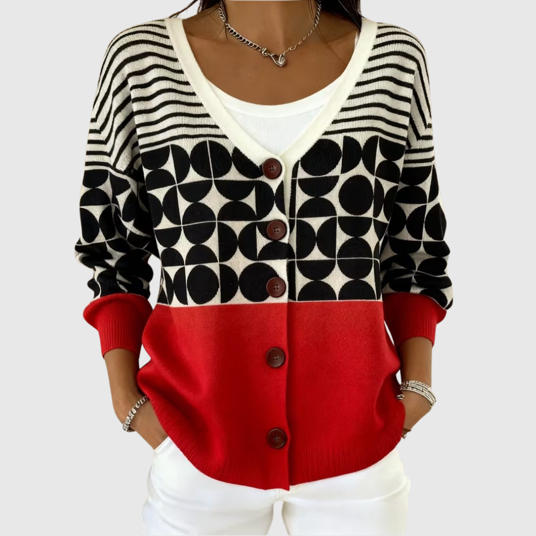 Cardigan con bottoni rosso