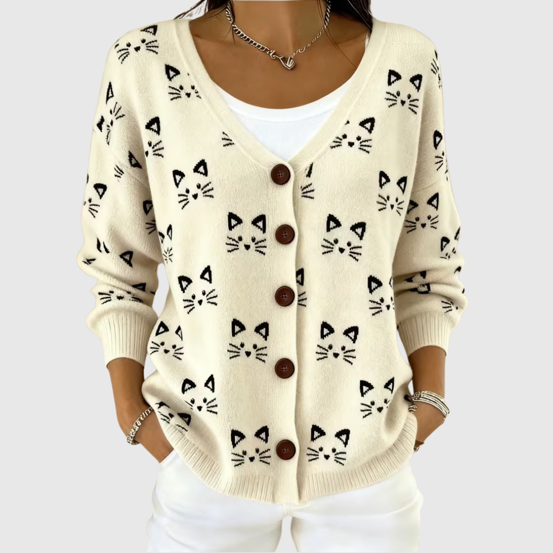 Cardigan con bottoni albicocca stampato