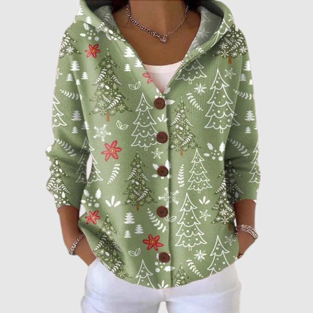 Cardigan con cappuccio verde