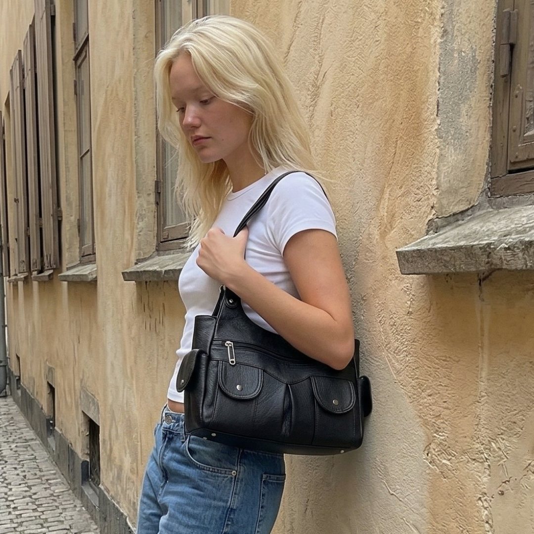 Borsa a spalla con tasche multiple