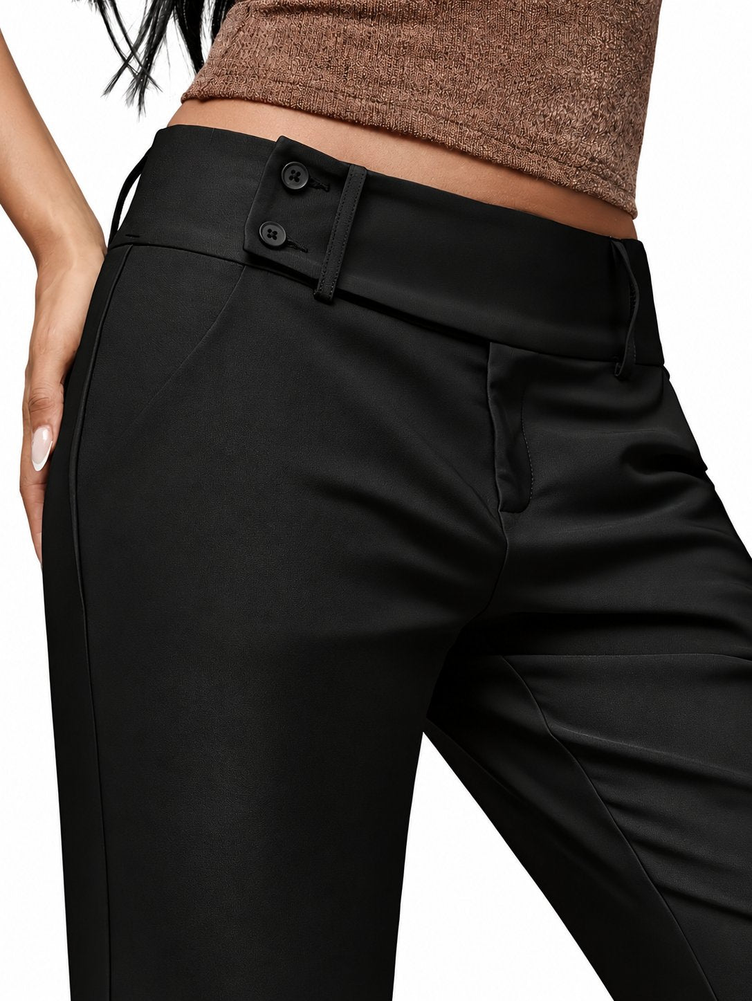 Pantaloni Duna indossati su sfondo bianco - dettaglio vita