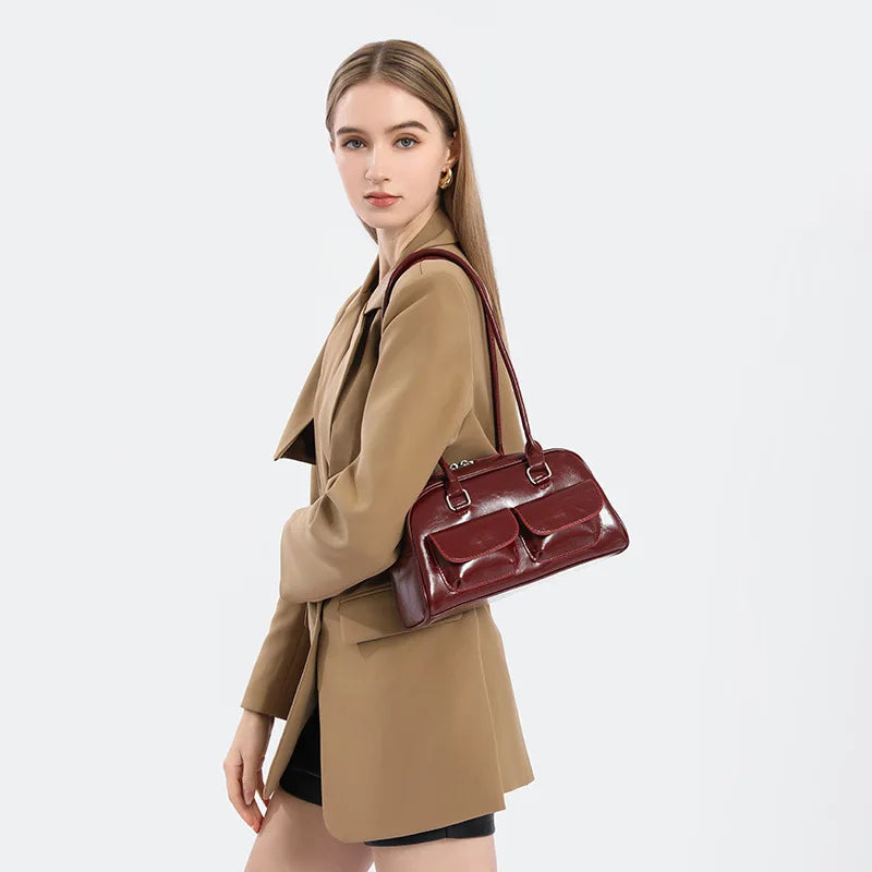 Borsa a doppio manico con tasche anteriori