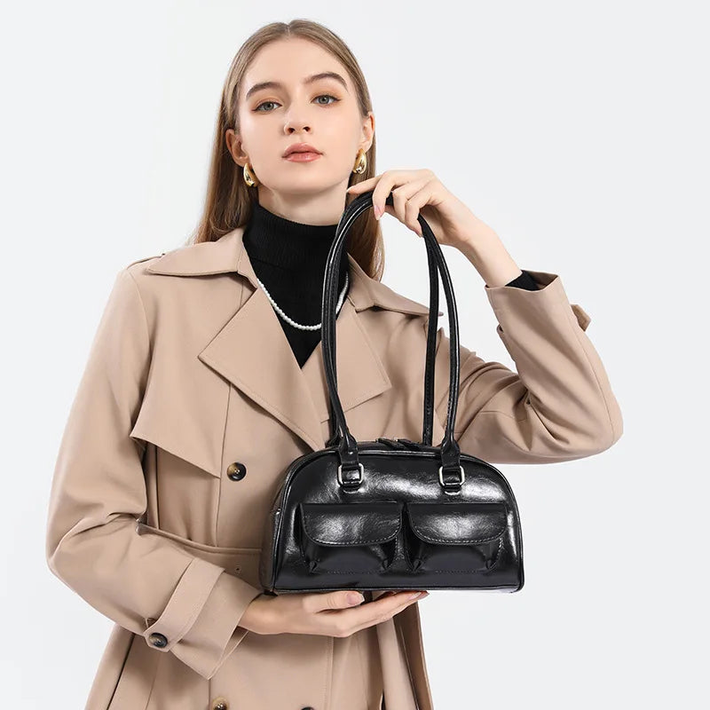 Borsa a doppio manico con tasche anteriori