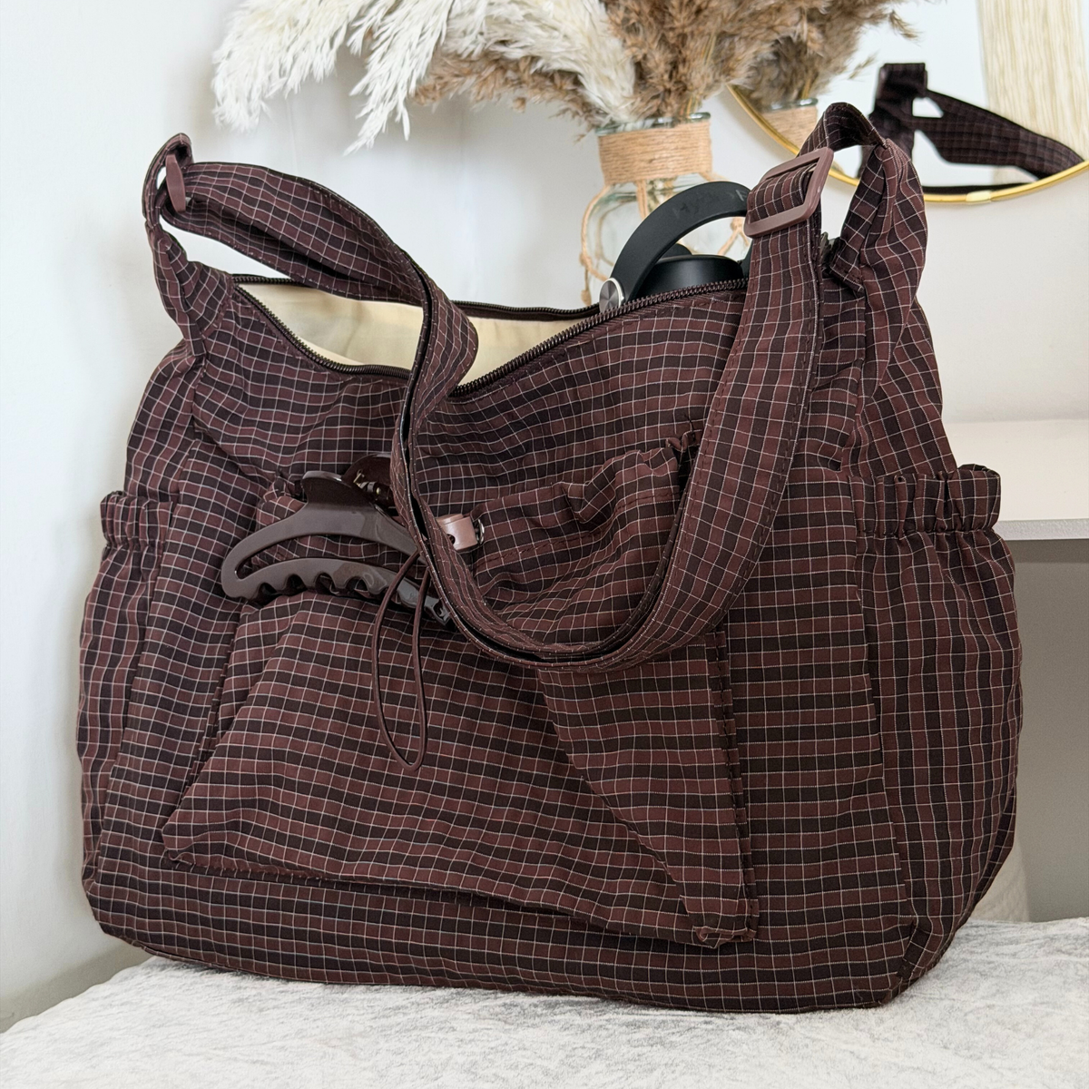 Borsa a tracolla a quadri