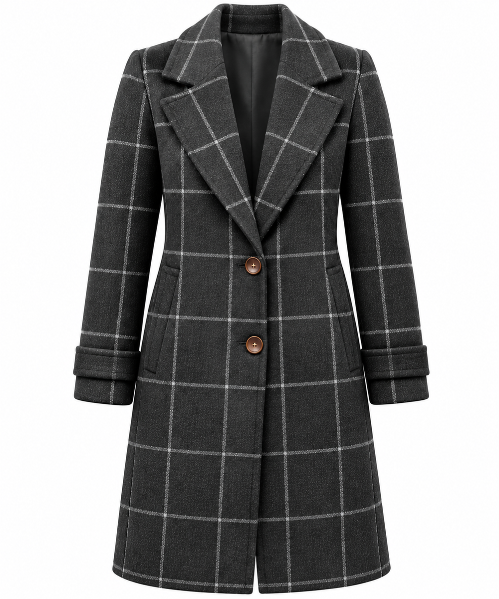 Sofia | Cappotto Elegante a Quadri dal Taglio Morbido