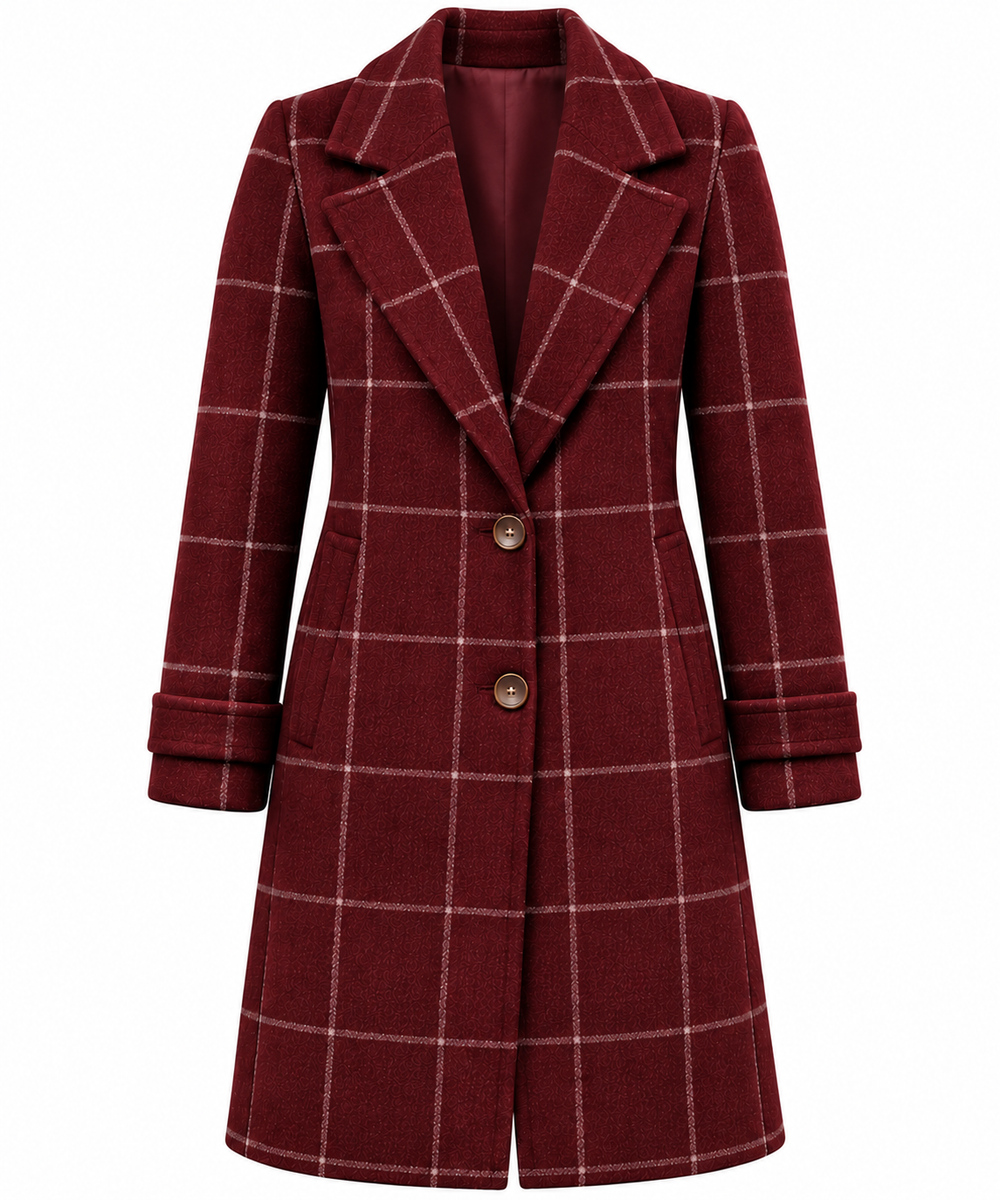 Sofia | Cappotto Elegante a Quadri dal Taglio Morbido
