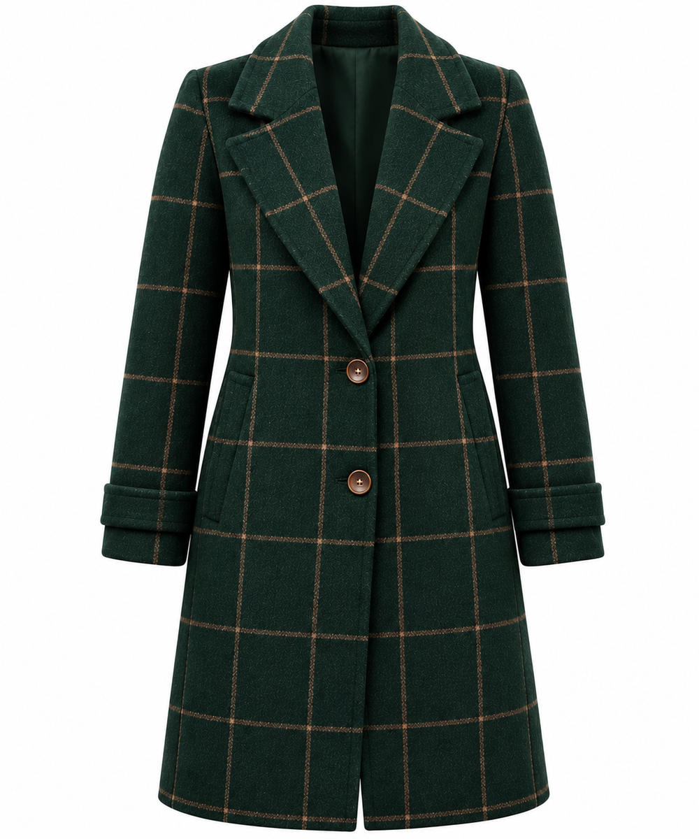 Sofia | Cappotto Elegante a Quadri dal Taglio Morbido