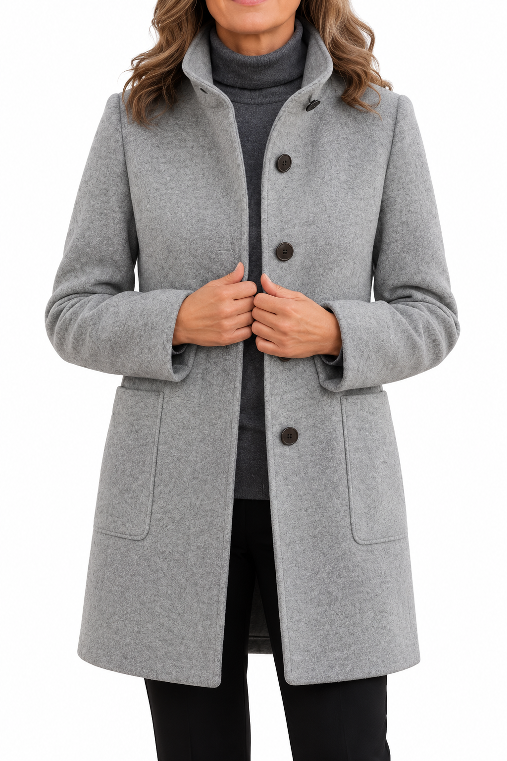 Cappotto Lidia grigio, vista frontale