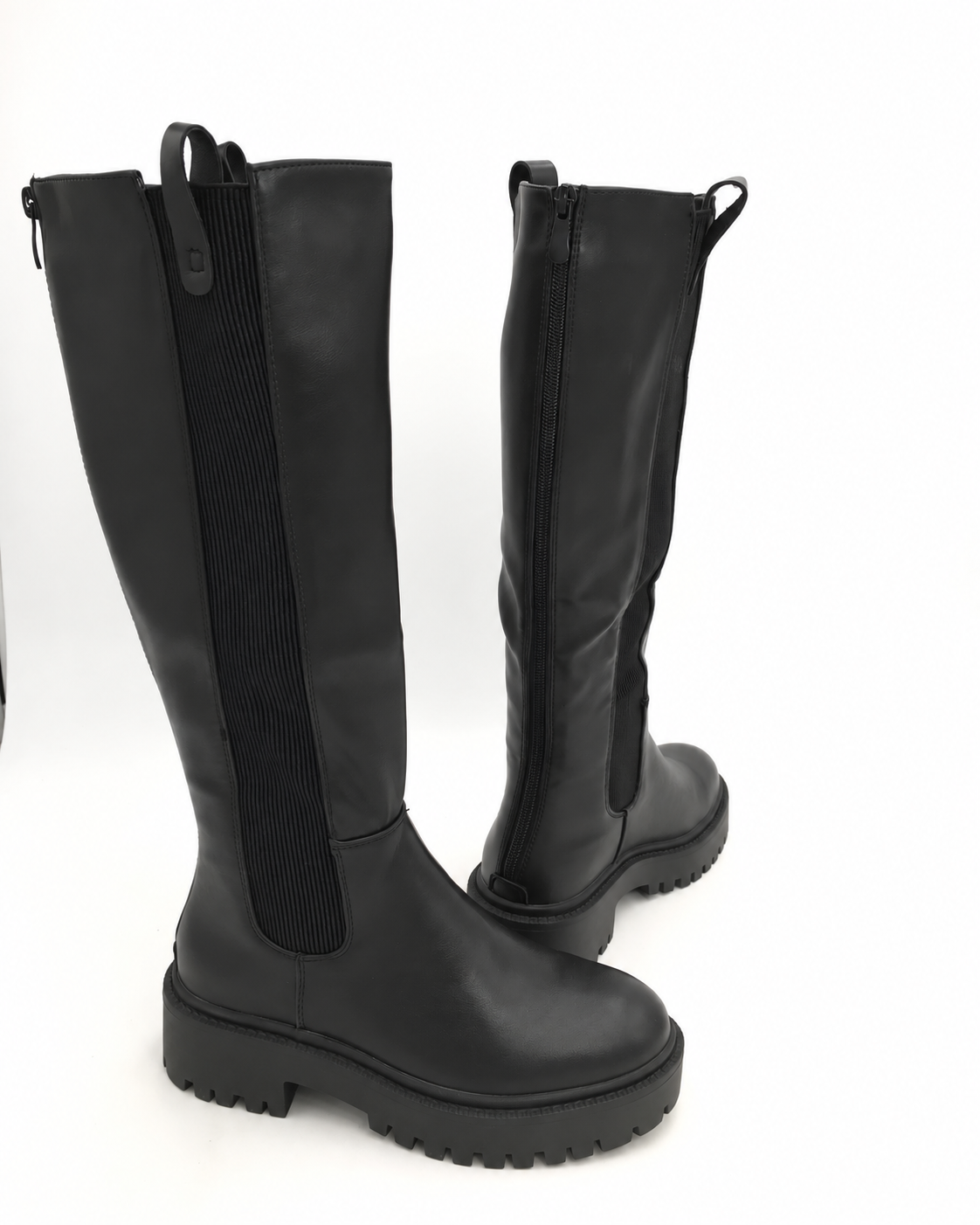 Andrea | Stivali alti con suola chunky ed elastico – Nero