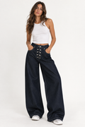 Break | Pantaloni baggy in denim con chiusura metallica