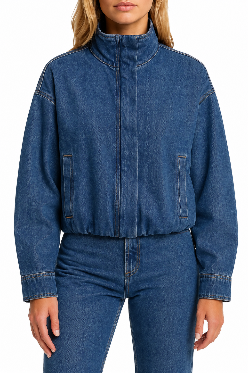 Chaqueta Bumber Azul con cremallera