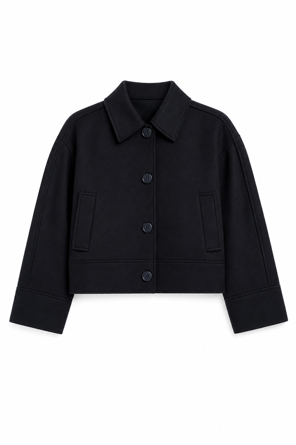 Giacca corta elegante con bottoni e collo minimal