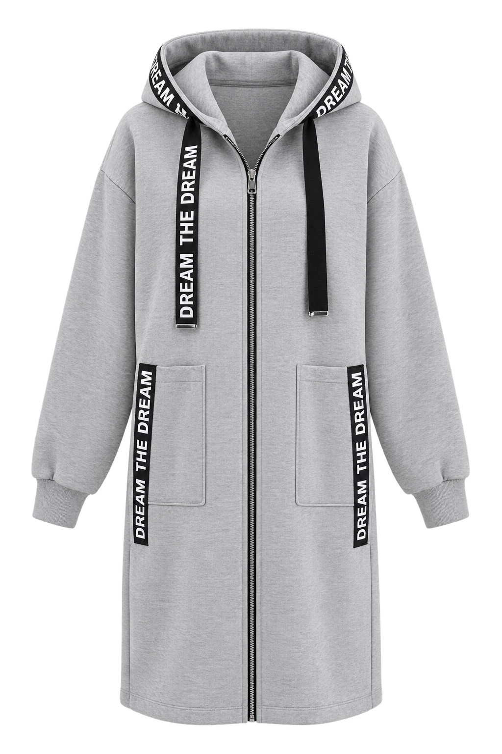 Cappotto felpa oversize lungo con cappuccio da donna