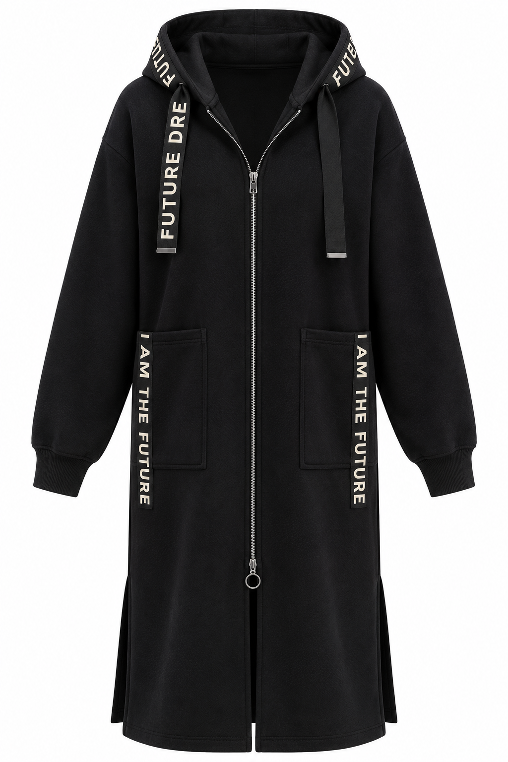 Cappotto felpa oversize lungo con cappuccio da donna