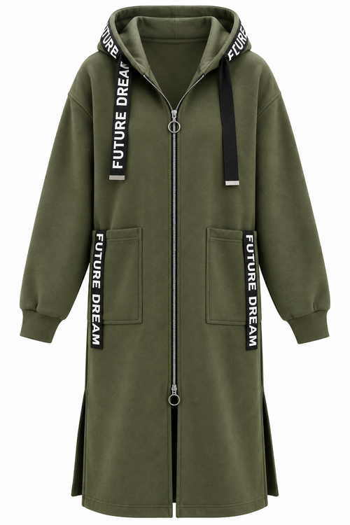 Cappotto felpa oversize lungo con cappuccio da donna