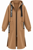Cappotto felpa oversize lungo con cappuccio da donna