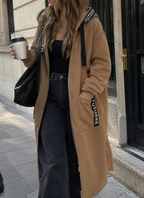 Cappotto felpa oversize lungo con cappuccio da donna