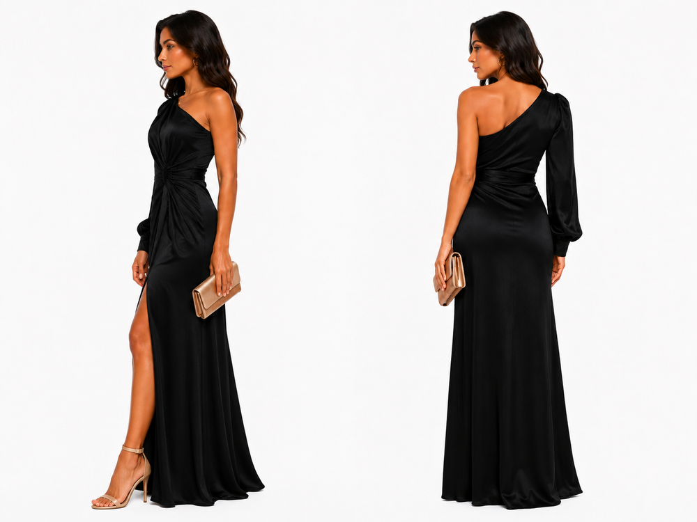 Nove - Vestido asimétrico con abertura larga