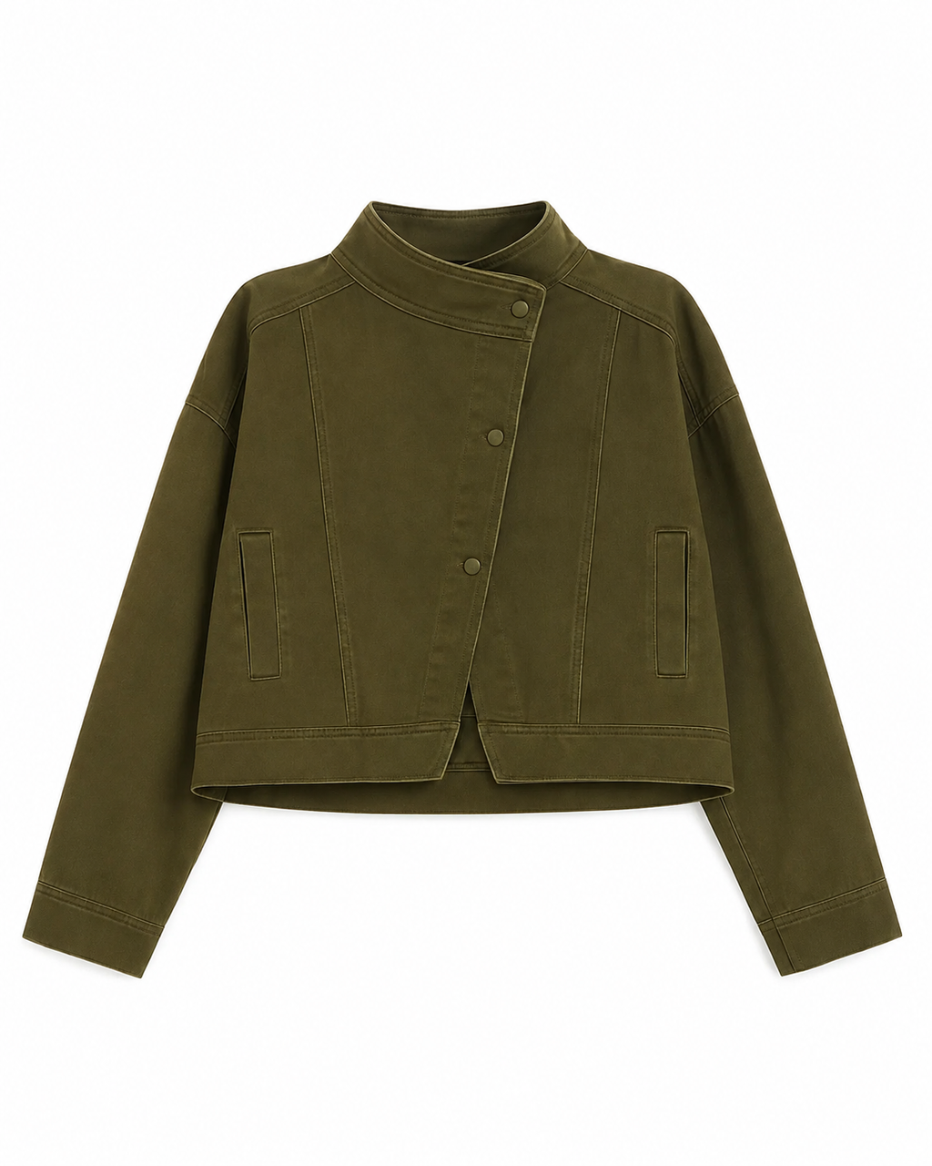 Chaqueta Bomper corta con cuello alto y botones