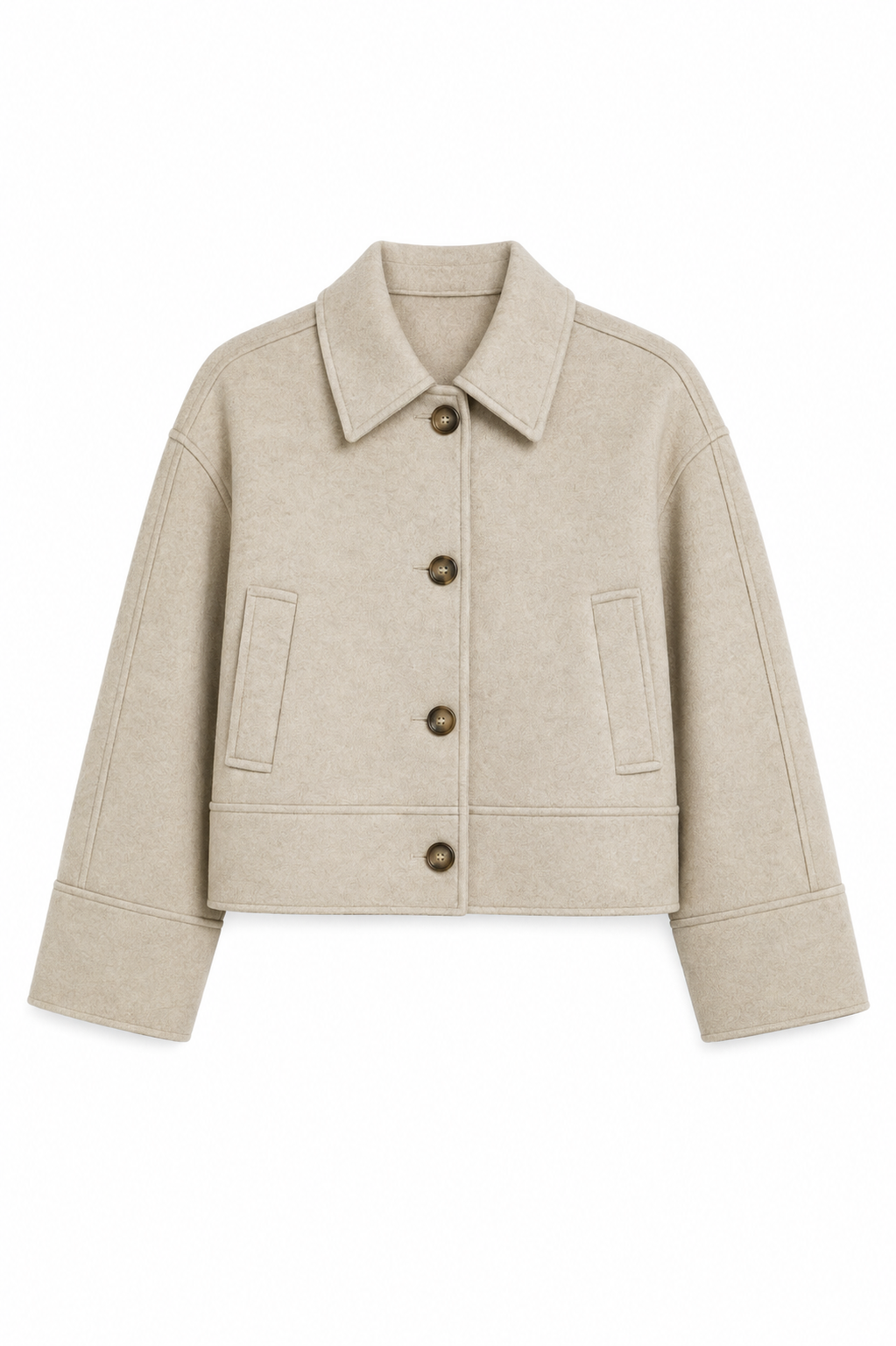 Giacca corta elegante con bottoni e collo minimal
