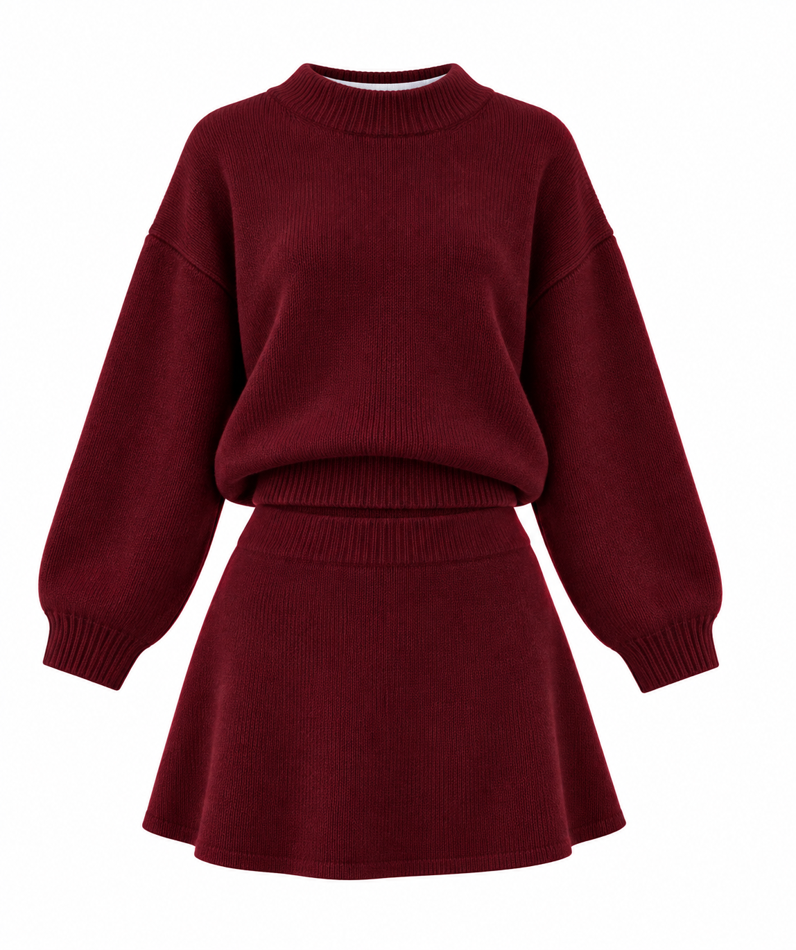 Completo in maglia con maglione e gonna