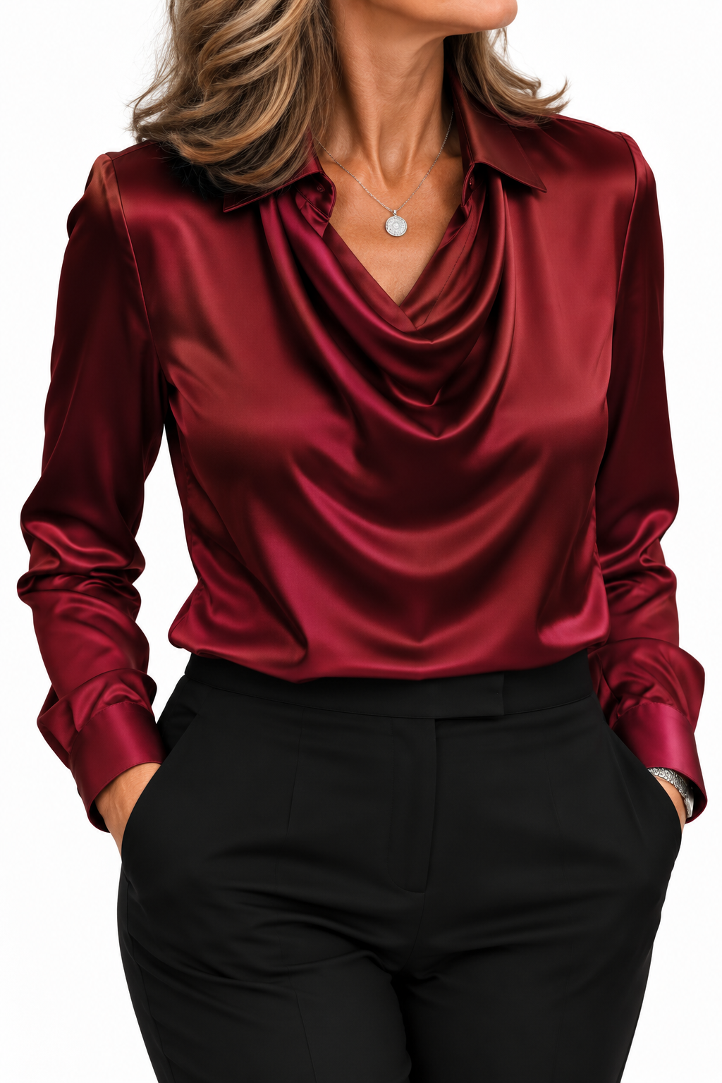 Blusa in raso Valeria in rosso