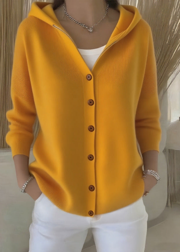 Cardigan con cappuccio giallo