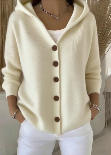Cardigan con cappuccio avorio