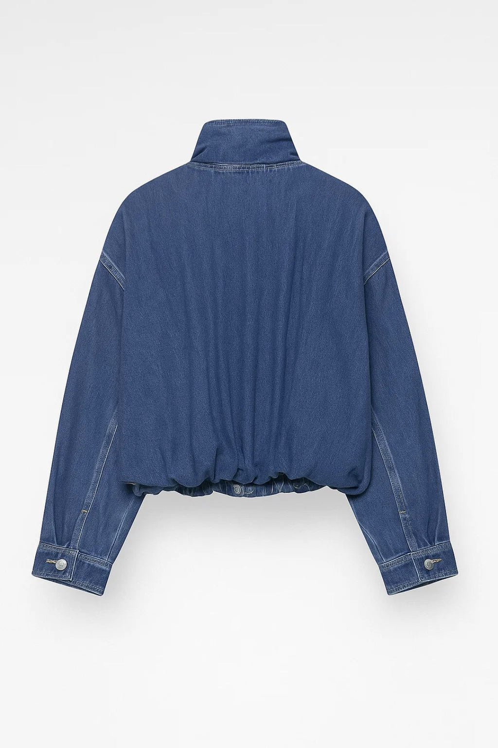 Oversized Denim Jas met Opstaande Kraag en Rits