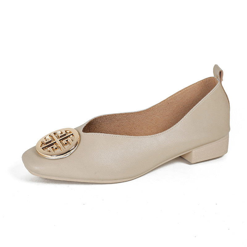 Ballerine in pelle a punta quadrata