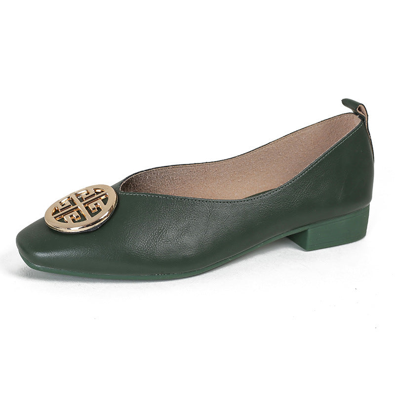 Ballerine in pelle a punta quadrata