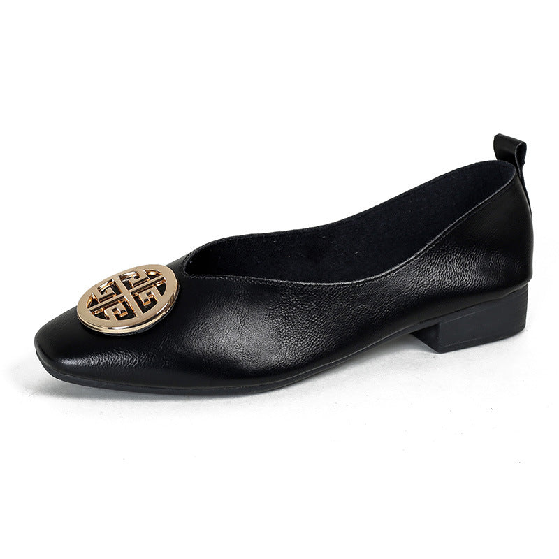 Ballerine in pelle a punta quadrata