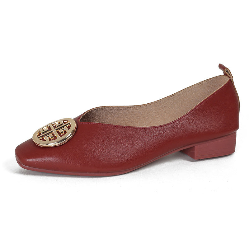 Ballerine in pelle a punta quadrata
