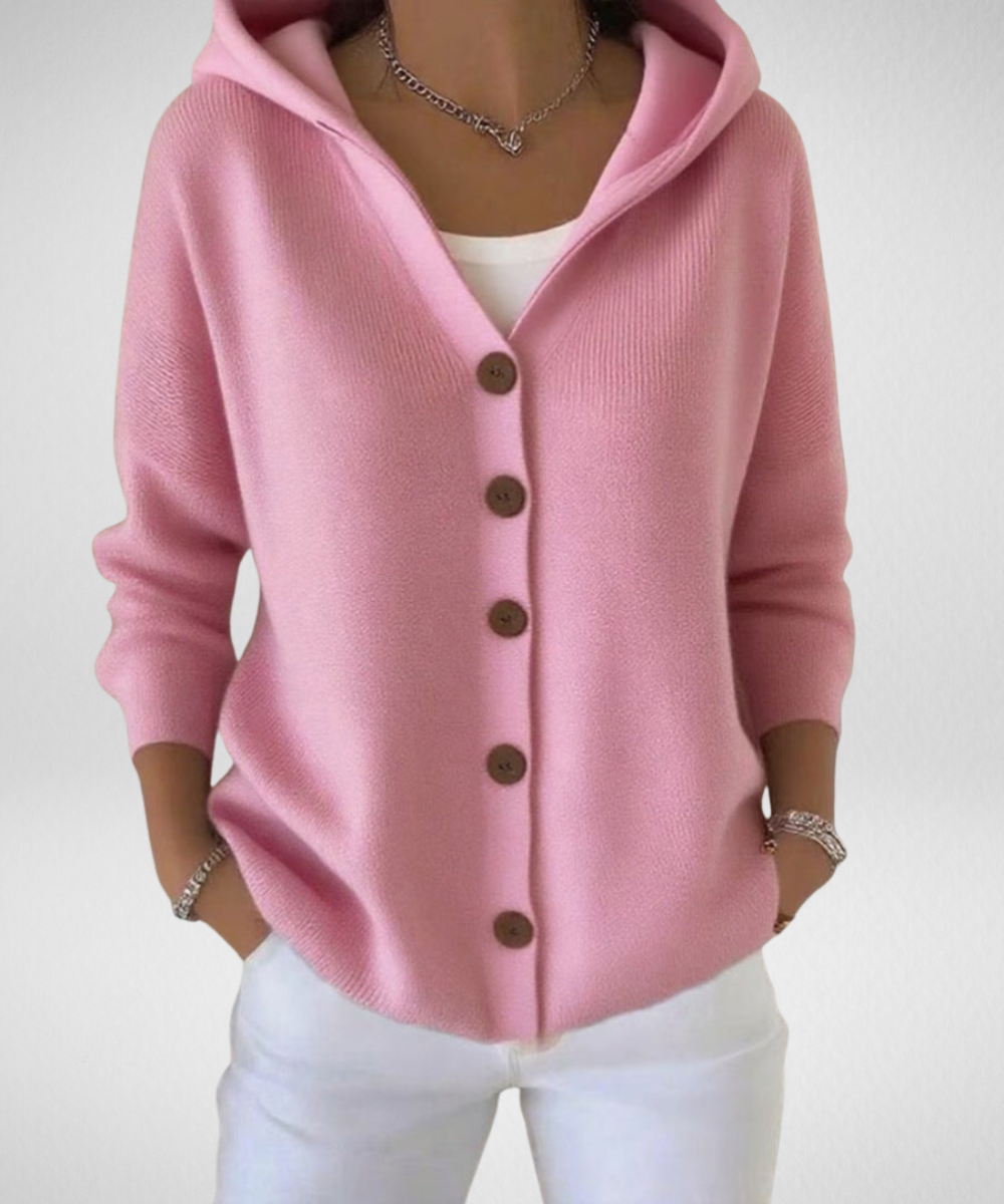 Cardigan con cappuccio rosa