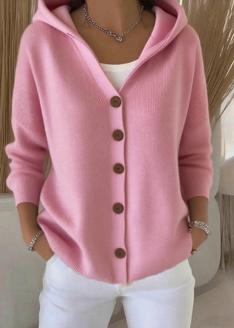 Cardigan con cappuccio rosa