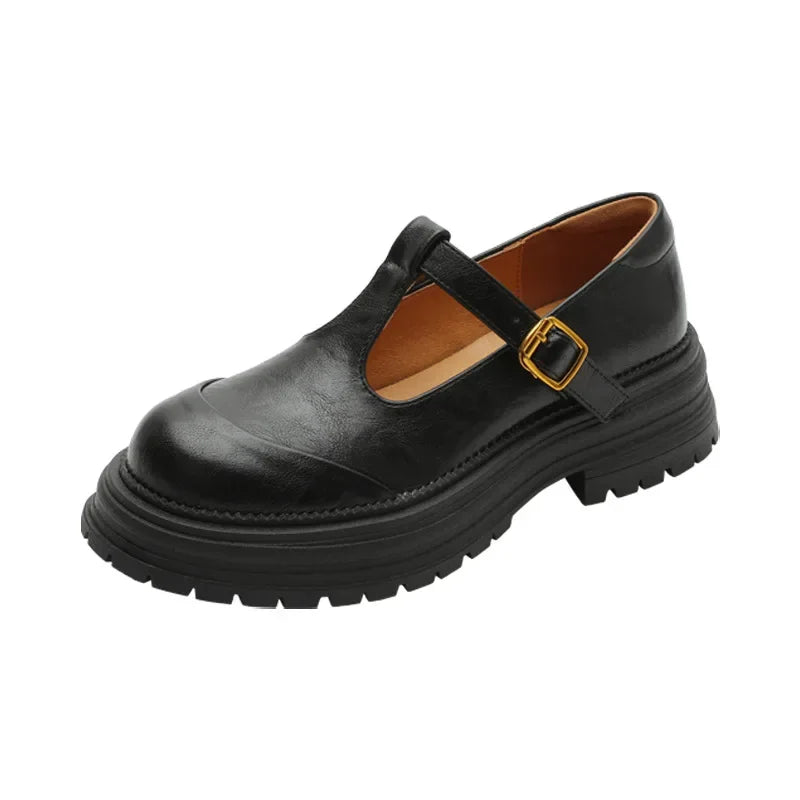 Mary Jane in pelle con fibbia dorata