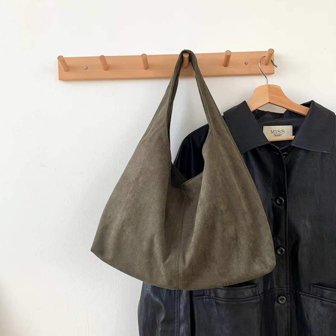 Borsa a spalla con texture vellutata