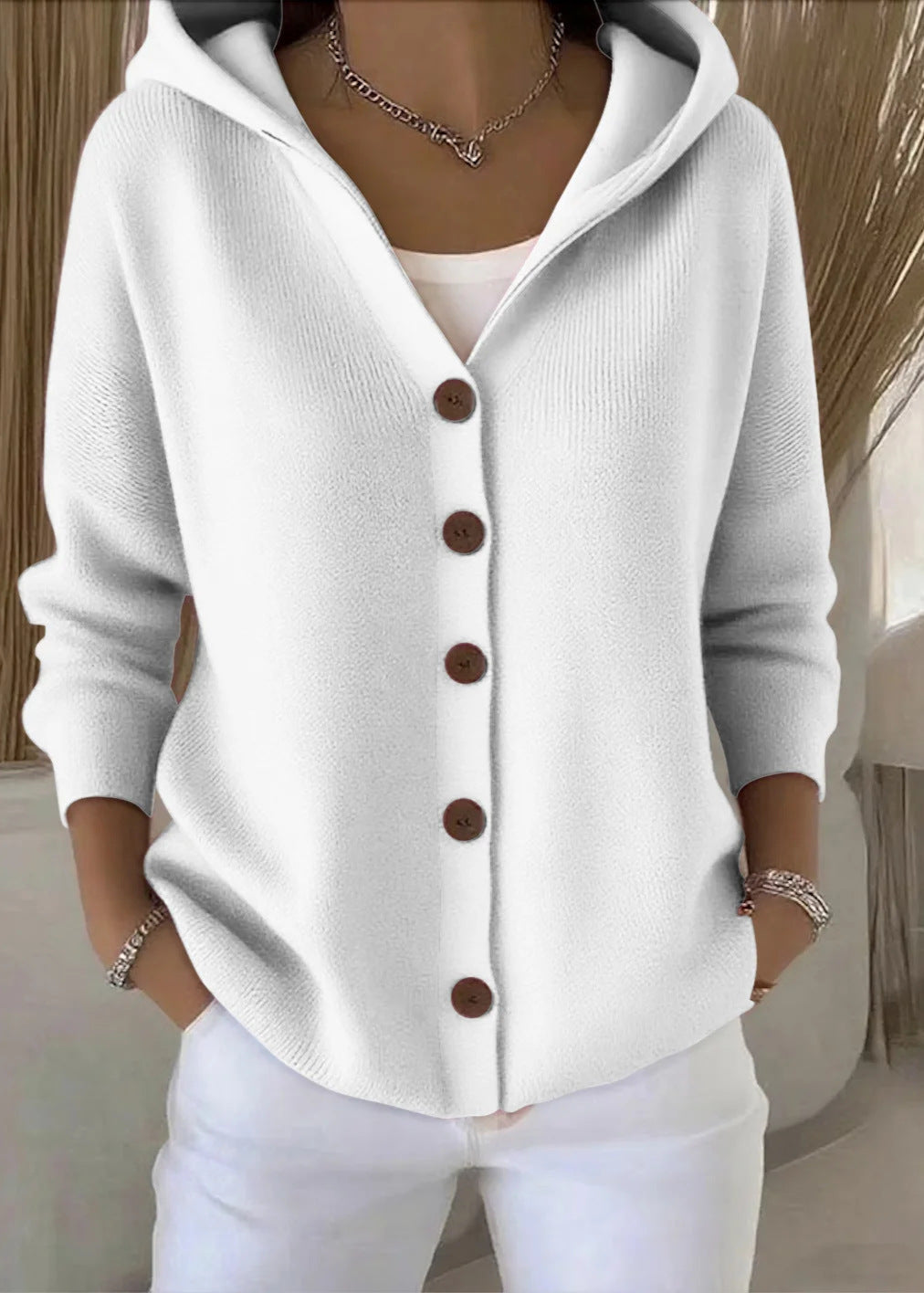 Cardigan con cappuccio bianco