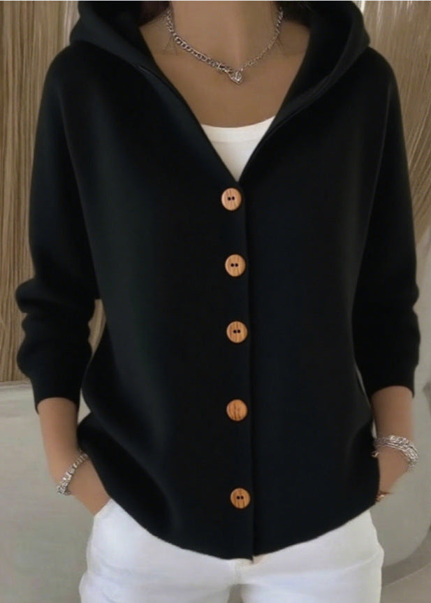 Cardigan con cappuccio nero
