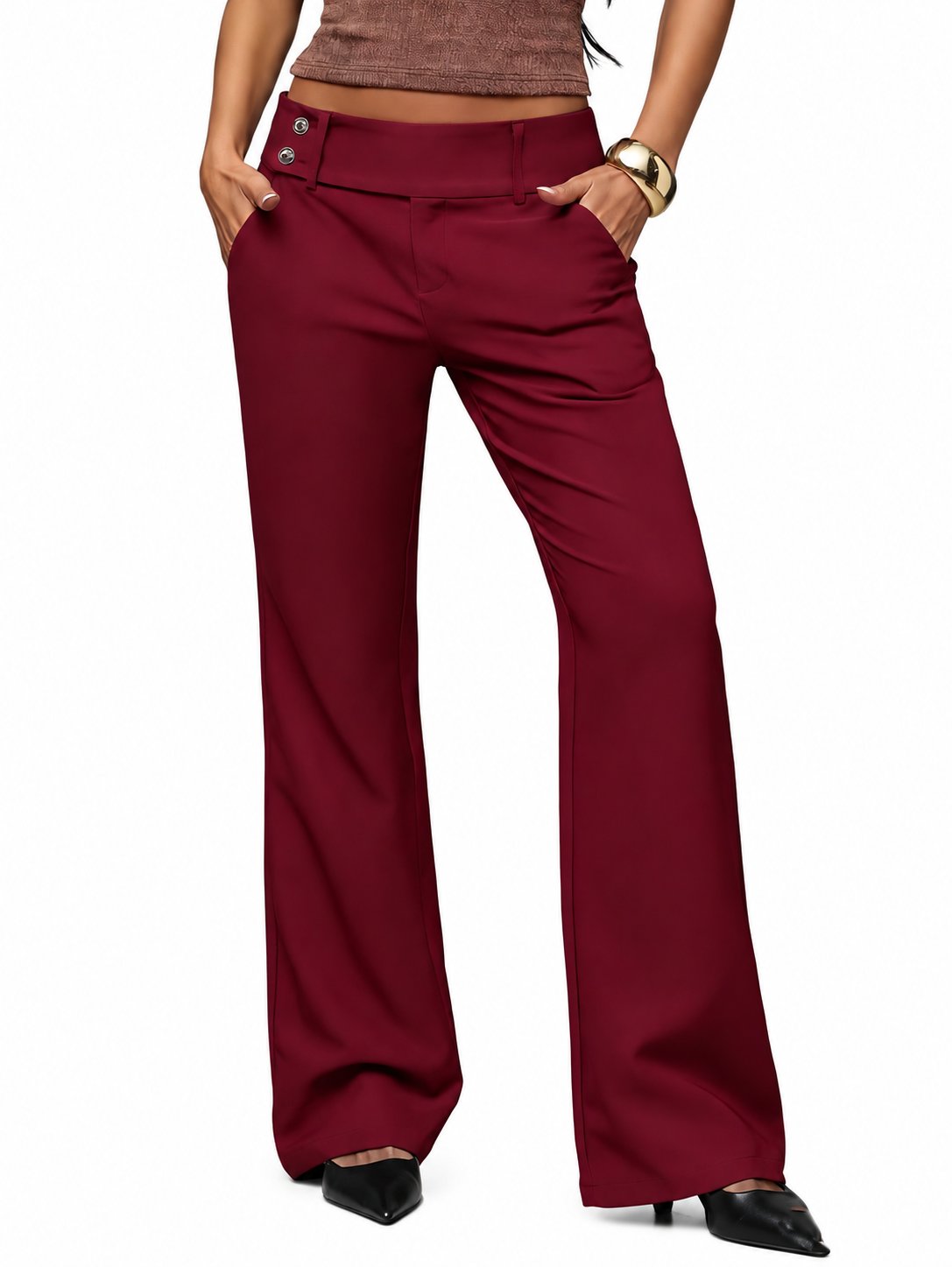 Pantaloni Duna indossati su sfondo bianco - bordeaux