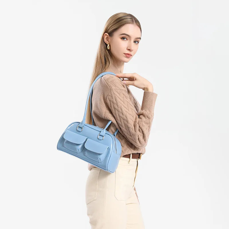 Borsa a doppio manico con tasche anteriori