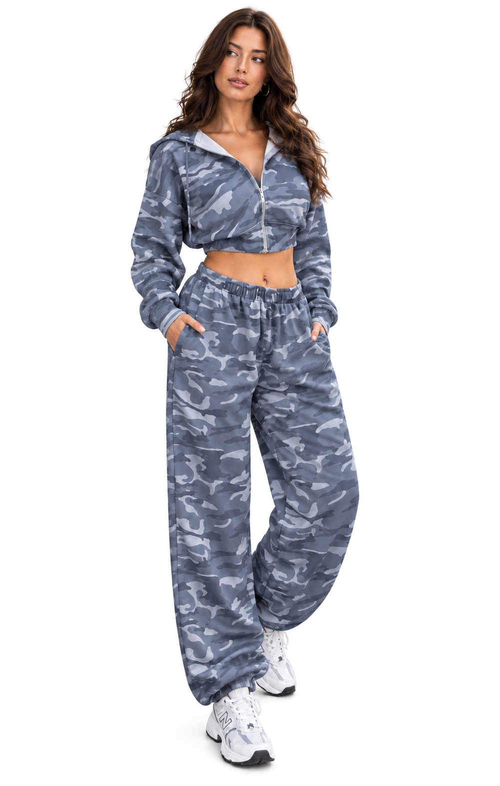 Completo Militare felpa e pantaloni mimetici, vista 4, sfondo bianco