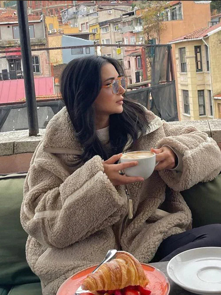 Giacca teddy Silvana caffè