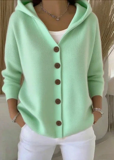 Cardigan con cappuccio verde