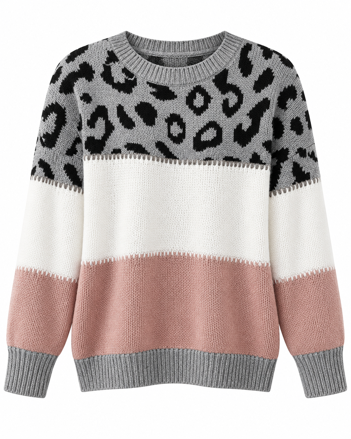 Maglione leopardato nero — solo il capo su sfondo bianco