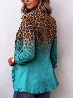Blazer leopardato sfumato con volant