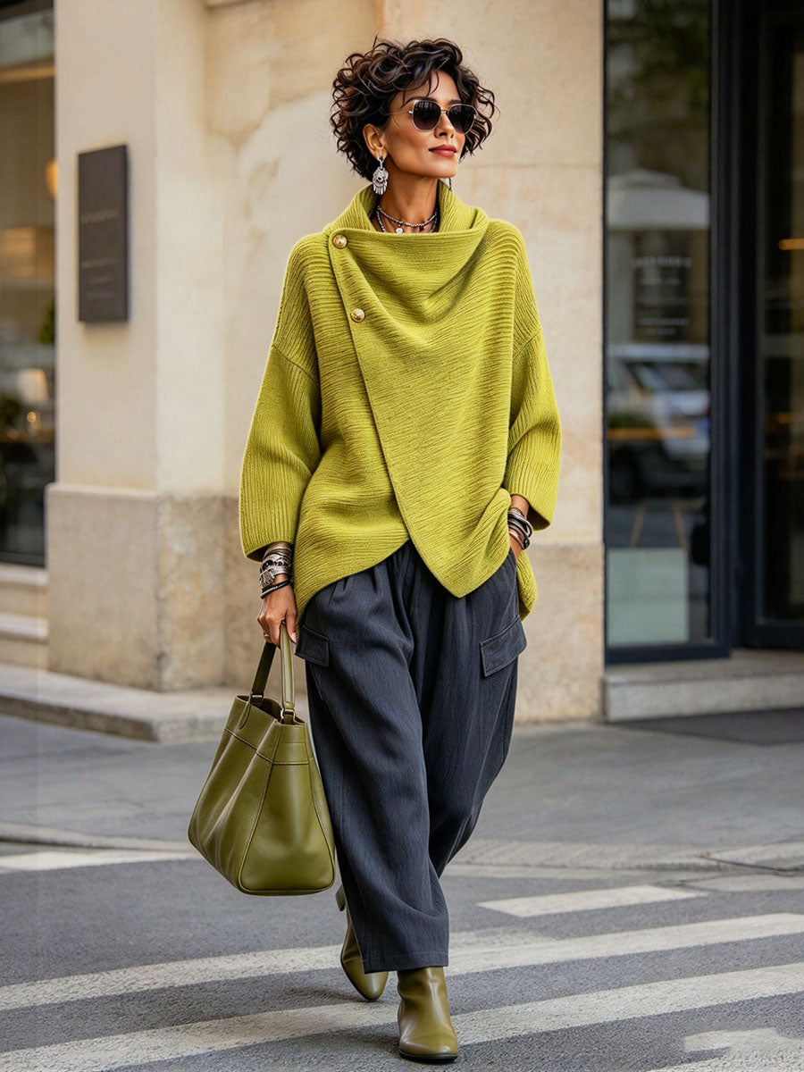 Maglione Alba verde lime con pantaloni ampi