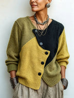 Cardigan Elise con bottoni in diagonale, vista frontale